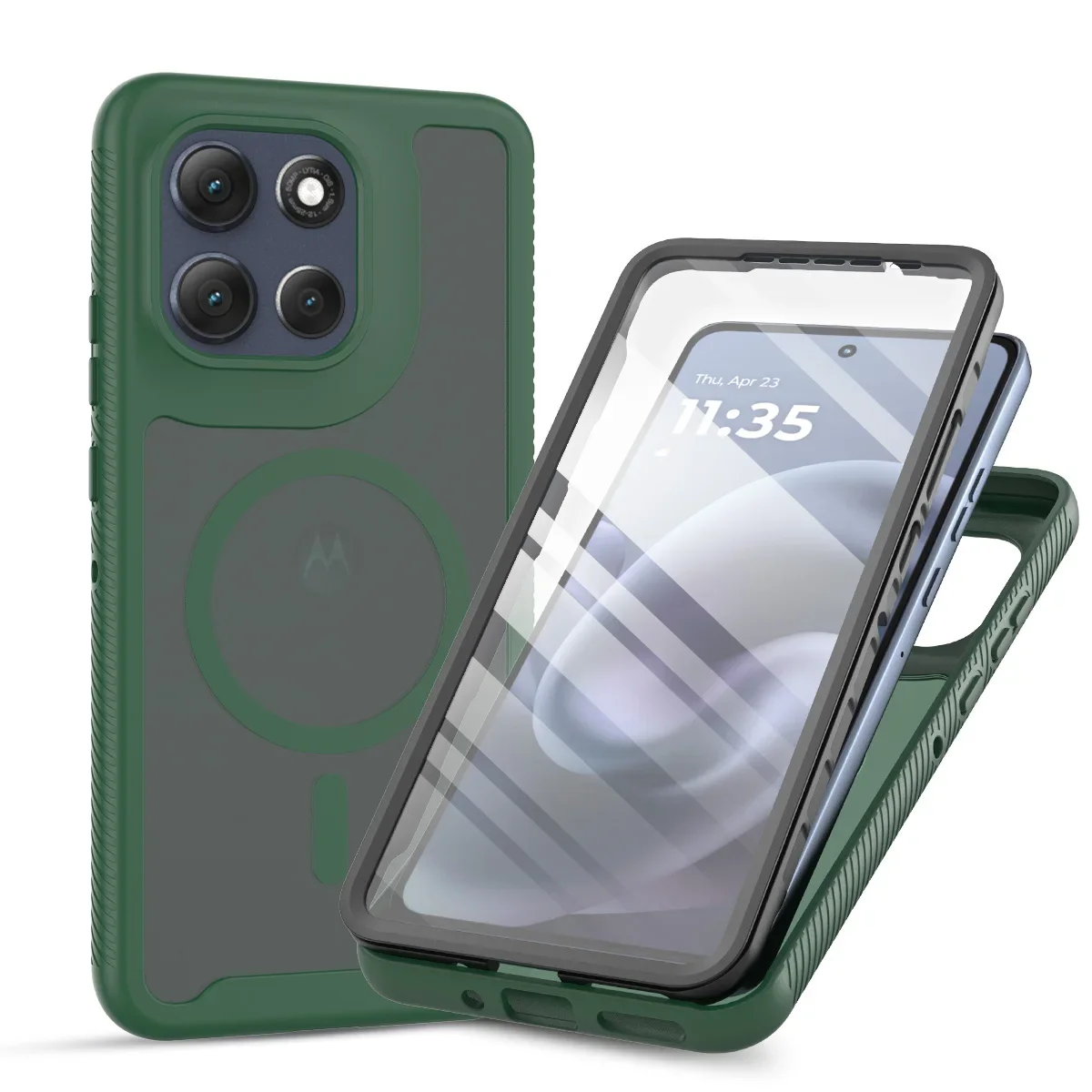 Coque de téléphone transparente robuste 2 en 1, pour Motorola Moto G86 G56 G06 G55 G35 G05 G77 G67, protection d'écran magnétique