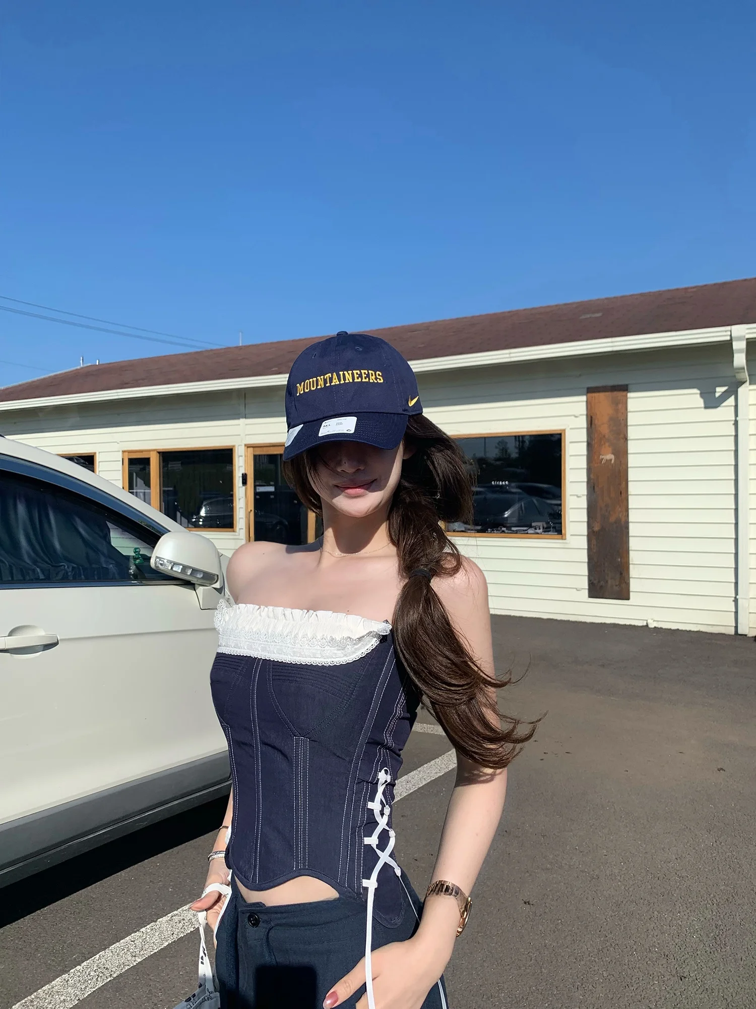 

Женский джинсовый укороченный топ Wuuus с завязками на талии, укороченный жилет, летняя повседневная модная верхняя одежда