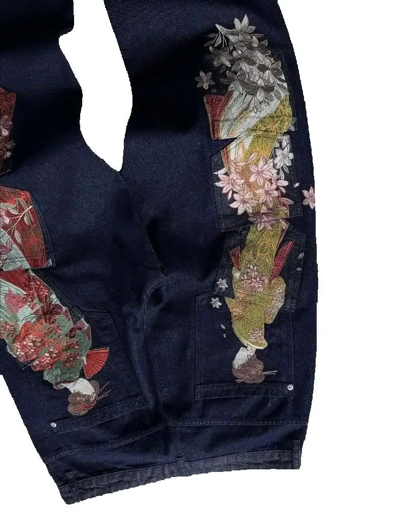 

High Street Harajuku хип-хоп модные свободные прямые брюки с высокой талией мужские Y2K повседневные потертые джинсы большого размера с героями рок-мультфильмов женские