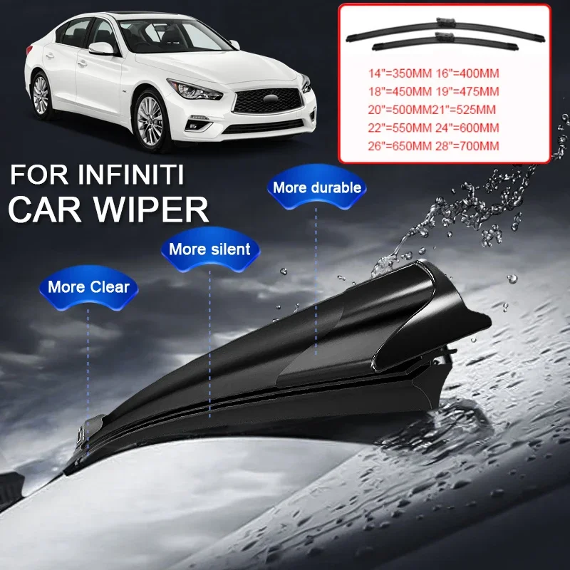 

2PCS Car Blade FrontWindshield Rubber Wiper For Infiniti Q50 Q60 Q70 QX30 QX50 QX55 J50 J55 QX60 L50 L51 QX80 Z62 XIAOMI SU7 YU7