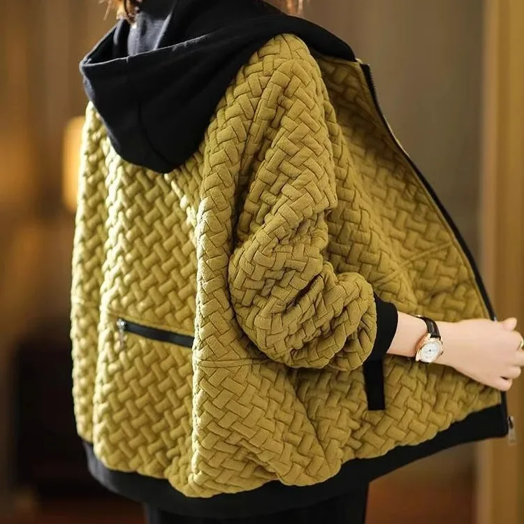 

Spring Autumn 2025 New Women's Faion Casual Jaet Loose Hooded ort Sle European Design Top Women's Clothing