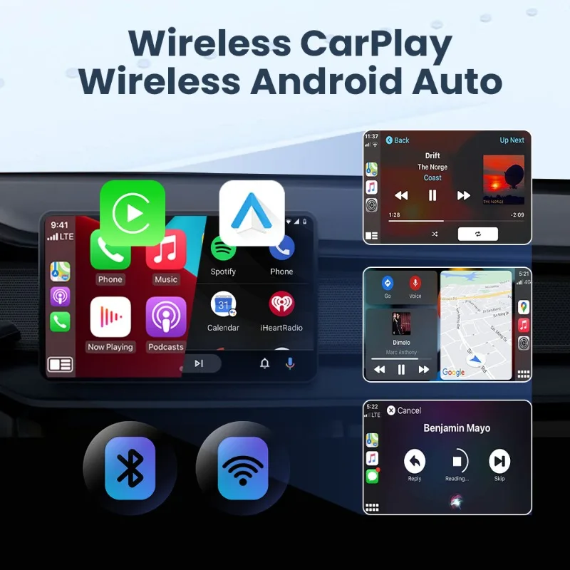 Adattatore Carplay wireless 2 In1 Android Auto Smart USB Dongle Plug and Play per GMC Audi Porsche MG Opel Chery Hyundai