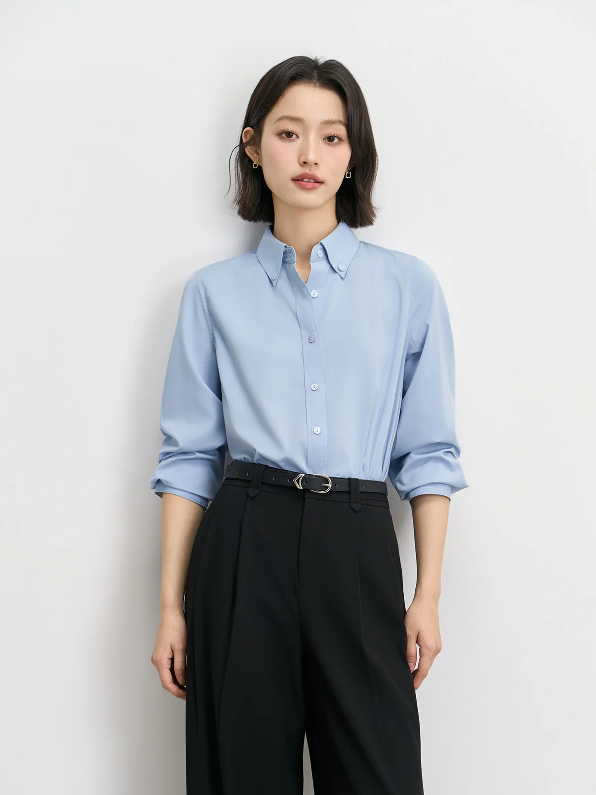 

Miss Bird Light Blue Long Sleeve Shirt Women's Summer Interview Top Professional Commute Formal Inner Wear Business Shirt