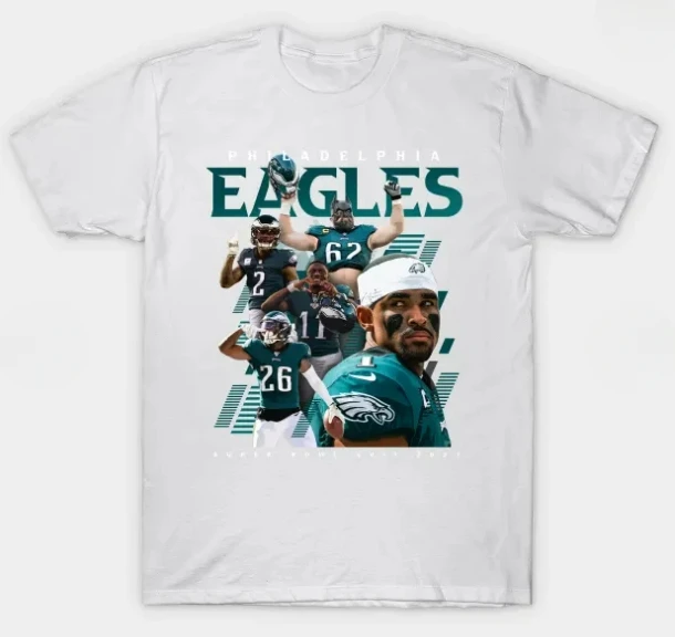 New Trend Men's Andwomen's T-shirt Philadelphia Eagles T-shirt High-quality Pure Cotton Sports and Leisure Top for Men and Women