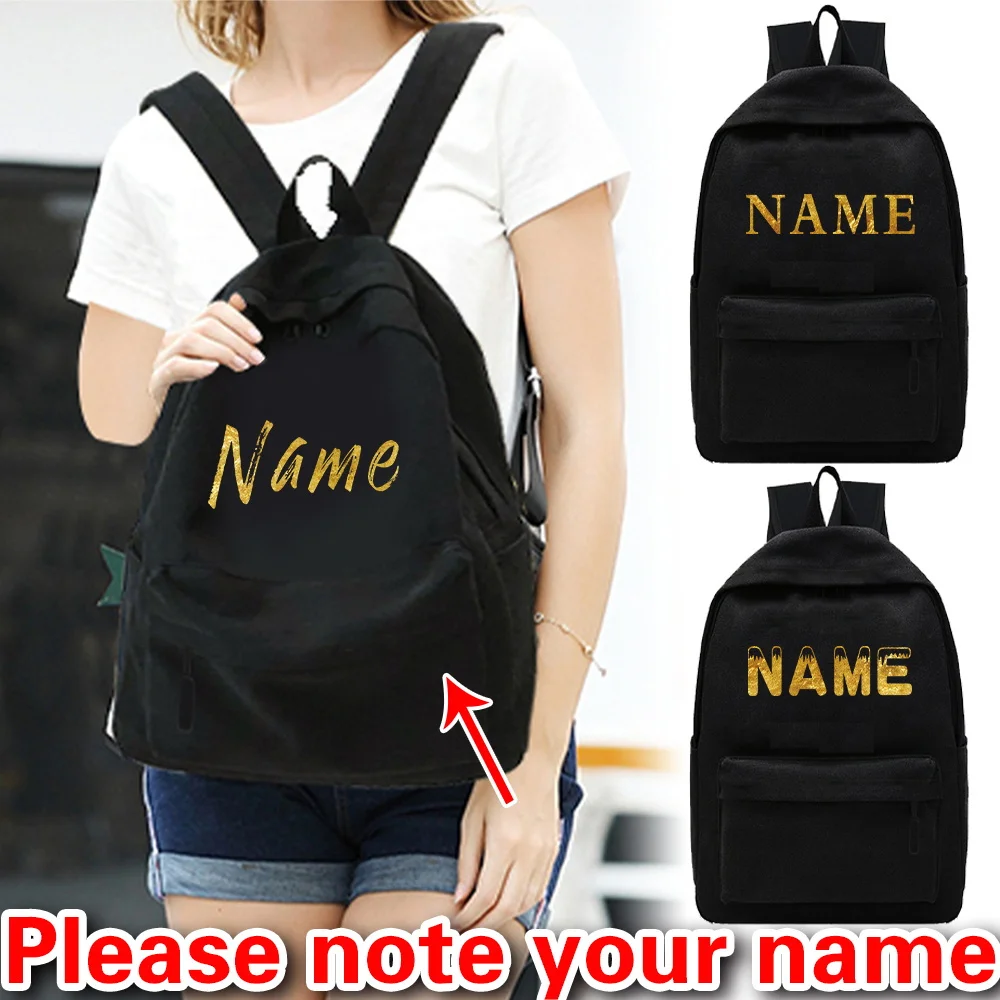 

Customizable Name Black Backpack Large Capacity Travel Hiking Backpack Leisure Travel Backpack