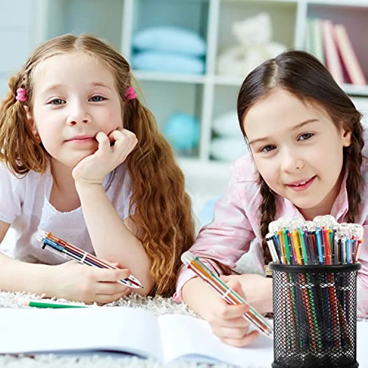 100 Stuks Veelkleurige Balpennen 0.5Mm 6-In-1, Leuke Pennen Voor Kinderen Feest Terug Naar School Intrekbare Kantoor Schoolbenodigdheden