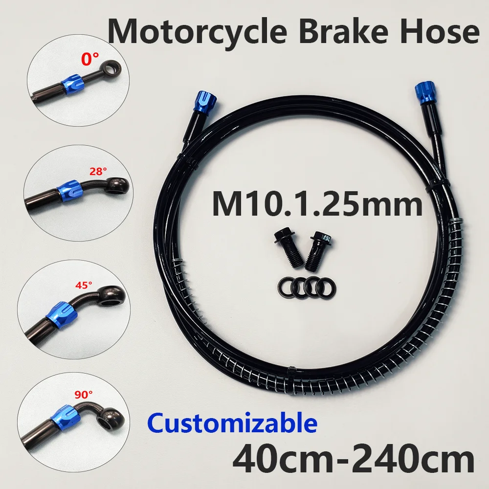 M10 AN3 40cm-240cm Braided Brake Hose Motorcycle Hydraulic Clutch Hose 360° Banjo Brake Cable For Yamaha Honda Drz Dio