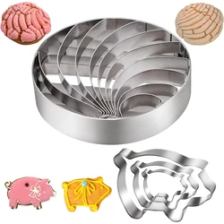 LMETJMA Concha Cutter Mexican Bread Mold With 3 Sizes Pig Cookie Cutter Set Stainless Steel Concha Stamp Two Sided Mold JT380