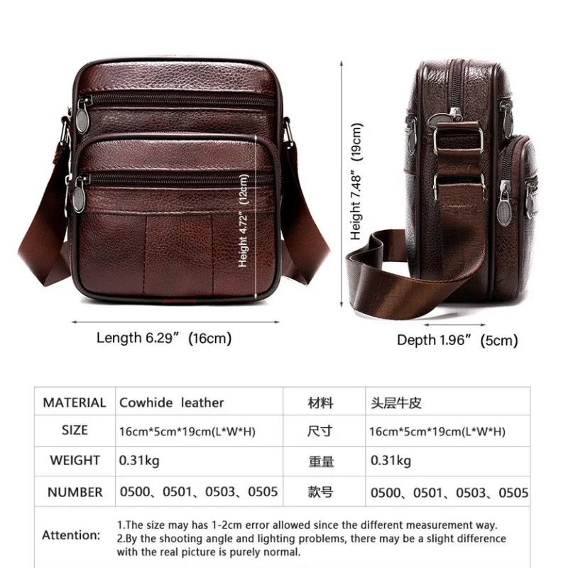 Men\'s Genuine Leather Crossbody Bag Shoulder Bags Fashion Business Tote  Man Messenger Bag  Leather Bags fanny pack Gift for Man