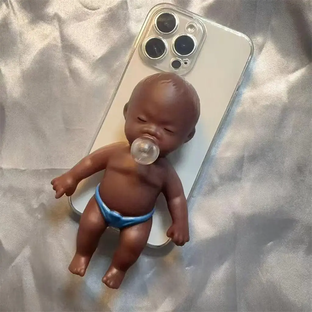 Funny 3D Black Doll Creative Toys Gifts Phone Case For iPhone 17 16 15 11 12 13 14 Pro Max XS 8 7 Plus Soft Holder back Cover