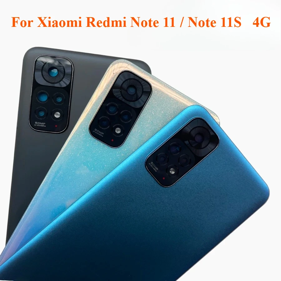 New For Xiaomi Redmi Note 11 Note11S 4G Battery Cover Back 2201117TG Rear Door Housing Case with Camera Frame Lens Repair Parts