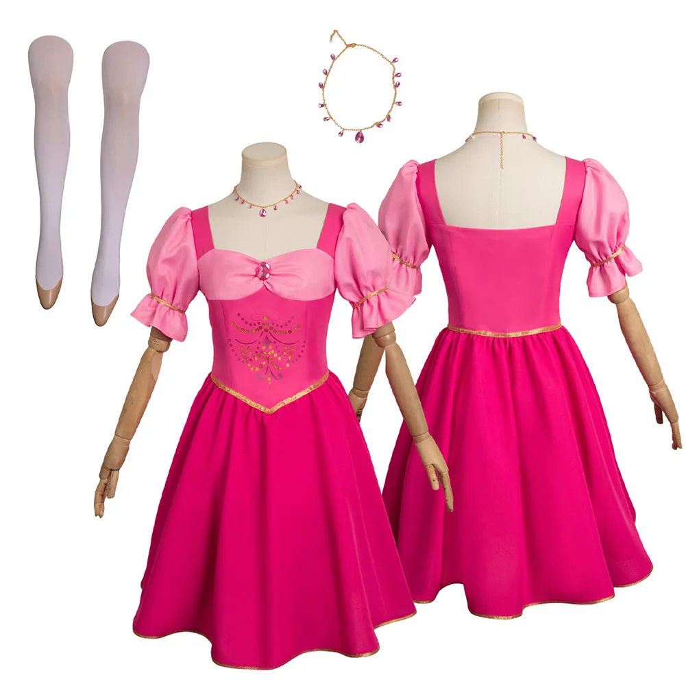 Adult Female Corinne Cosplay Pink Dress Stocking Necklace Costume Roleplaying Outfits Halloween Fantasia Woman Disguise Suit