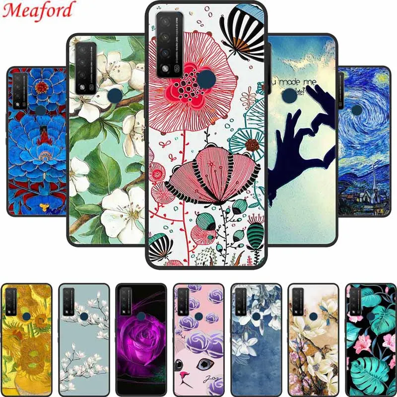 3D Emboss Case For TCL 20 R 5G Case Relief Flower Floral Silicone Soft Back Cover Capa For TCL 20 R Phone Case Cover Funda Coque