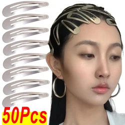 Simple Silver Hair Clips BB Snap Hairpins Base for DIY Handmade Metal Barrettes Styling Tools Y2K Women Girl Hair Accessories