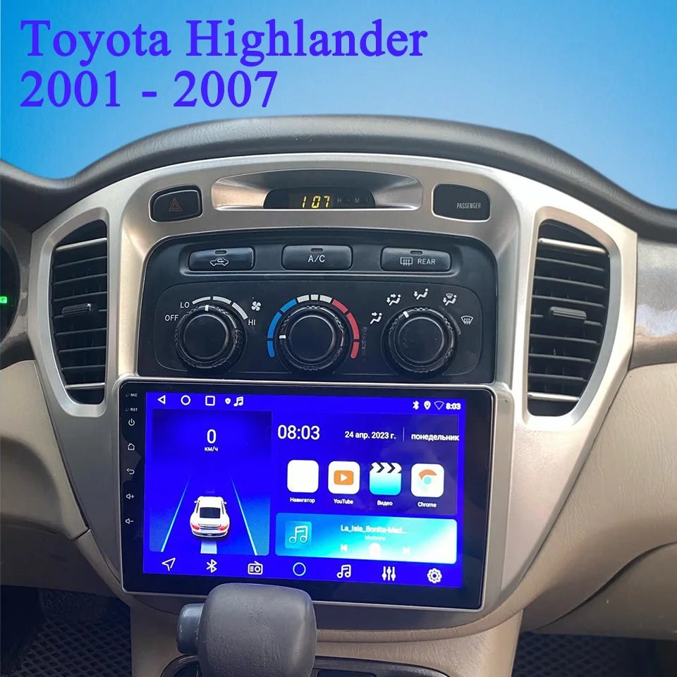 

For Toyota Highlander 2001 - 2007 Auto GPS Navi Monitor Stereo Video Audio A/V Player Tape Recorder HU Head Unit Carplay 4G Sim
