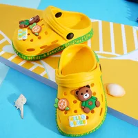 Summer Kids Slippers Cute Cartoon Hole Shoes Closed Toe Soft Sole Non Slip Indoor Baby Sandals Slippers For Boys Girls Toddlers 3