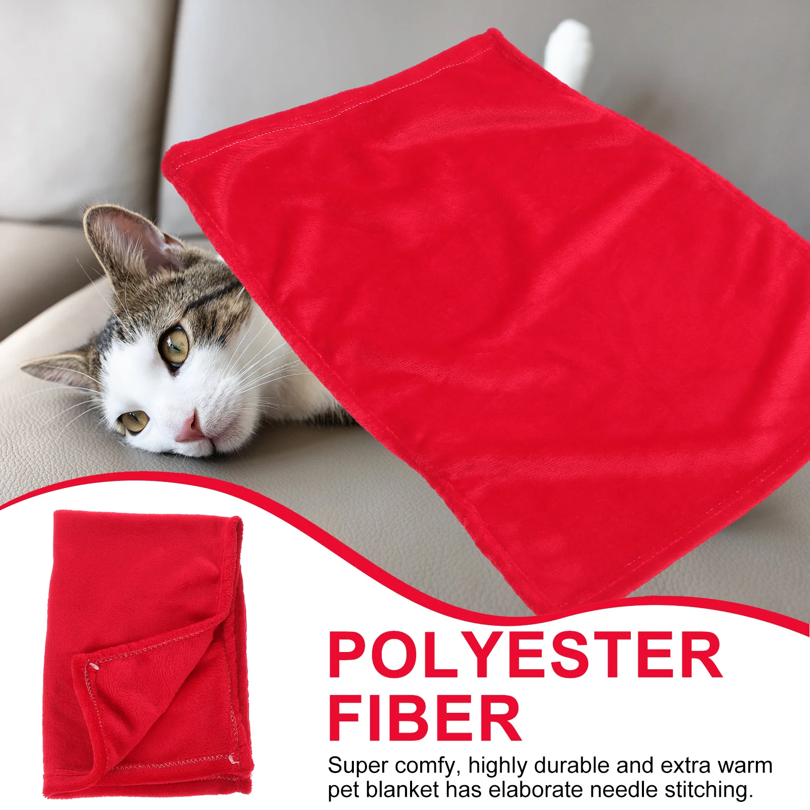 Flannel Pet Blanket Red Super Soft Lightweight Warm Cozy Fleece Solid Color Towel Bedding Flannel Pet Blanket