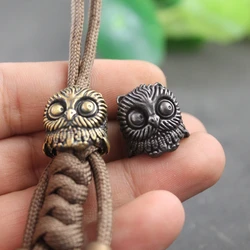 Cute Owl Brass Knife Bead EDC Outdoor DIY Paracord Woven Bracelets Accessories Lanyard Pendant Umbrella Rope Flashlight Hangings