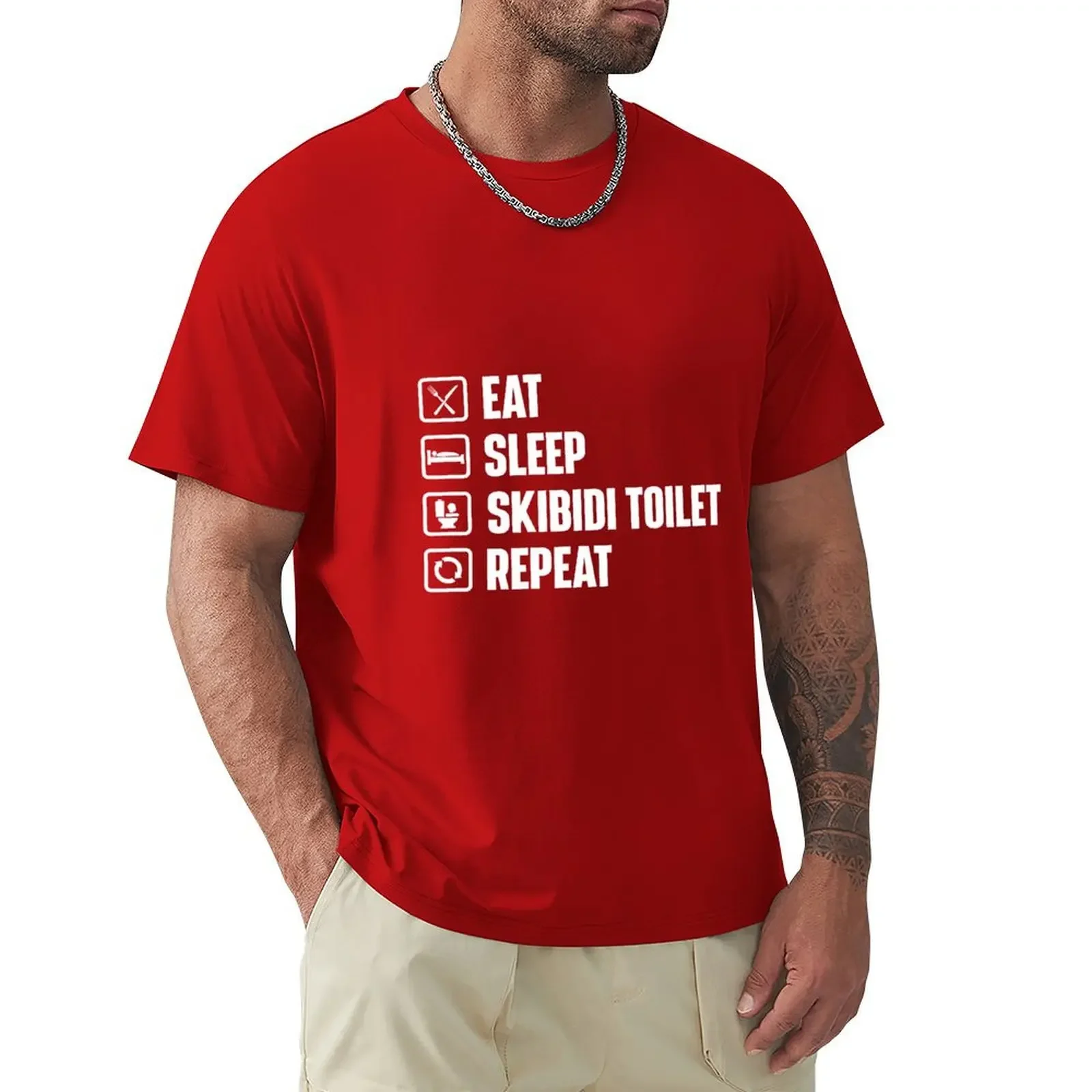 Eat Sleep Skibidi Toilet Repeat - Skibidi Toilet Meme T-shirt Short sleeve tee customs boys whites clothes for men Crewneck Hot