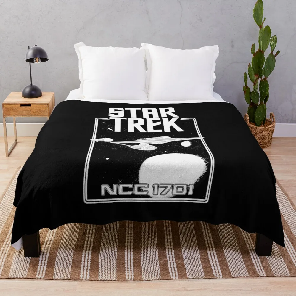 

Enterprise NCC 1701 Black and White Throw Blanket anime Flannel Fabric Custom Blanket Heavy Blanket