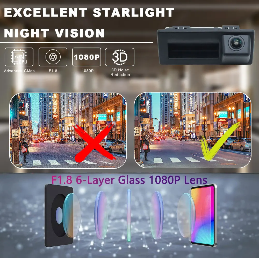 1920x1080P AHD 170° Vehicle Trunk Handle Rear View Camera For Skoda Octavia/Octavia Scout MK3 2016 2017 2018 Reverse Car Camera image 4
