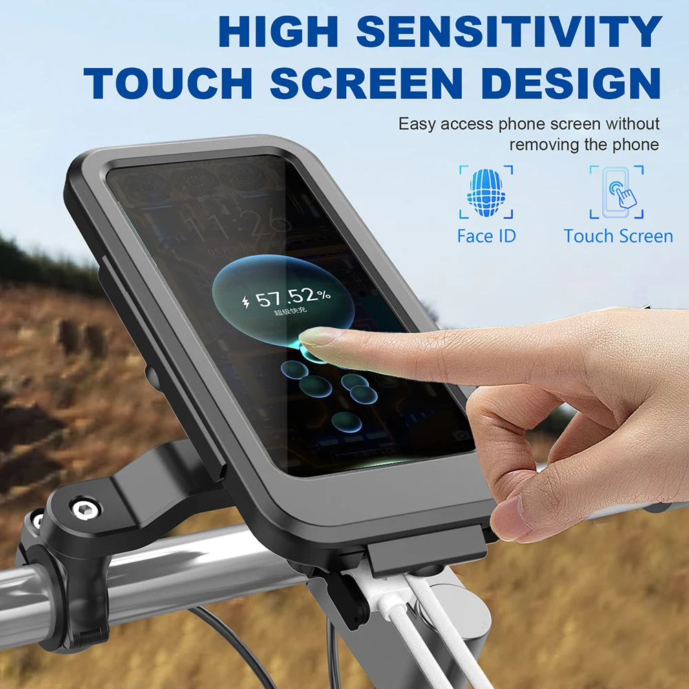 Waterproof Handlebar Mount USB Charging 15W Wireless Charger Mobile Phone Holder Stand Universal Touch Screen for Motorcycle