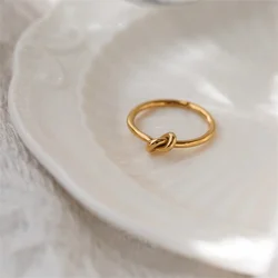 316 Stainless Steel Geometric Line Knot Ring Fashion Finger Gift For Women's Golden Accessories Jewelry Wedding Band 2024 Trends