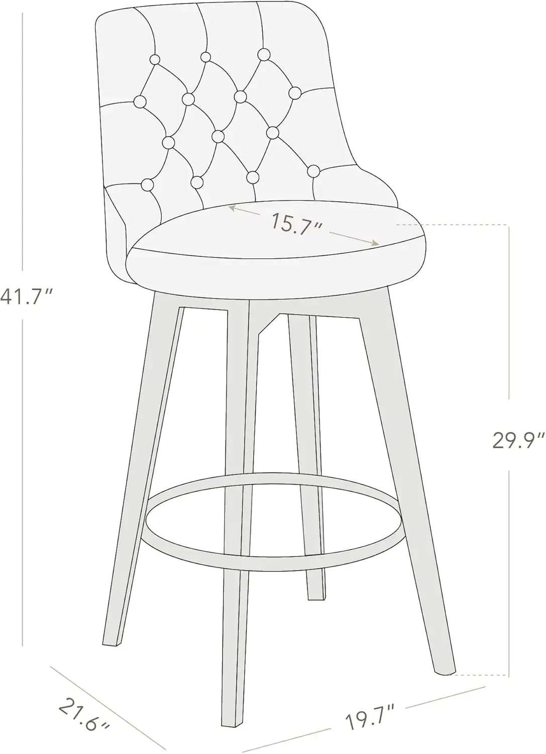 Watson & Whitely barkrukken, 360° °   Draaibare gestoffeerde barkruk met rugleuning, 30" H barkrukken op barhoogte, set van 2, Performance Fabr