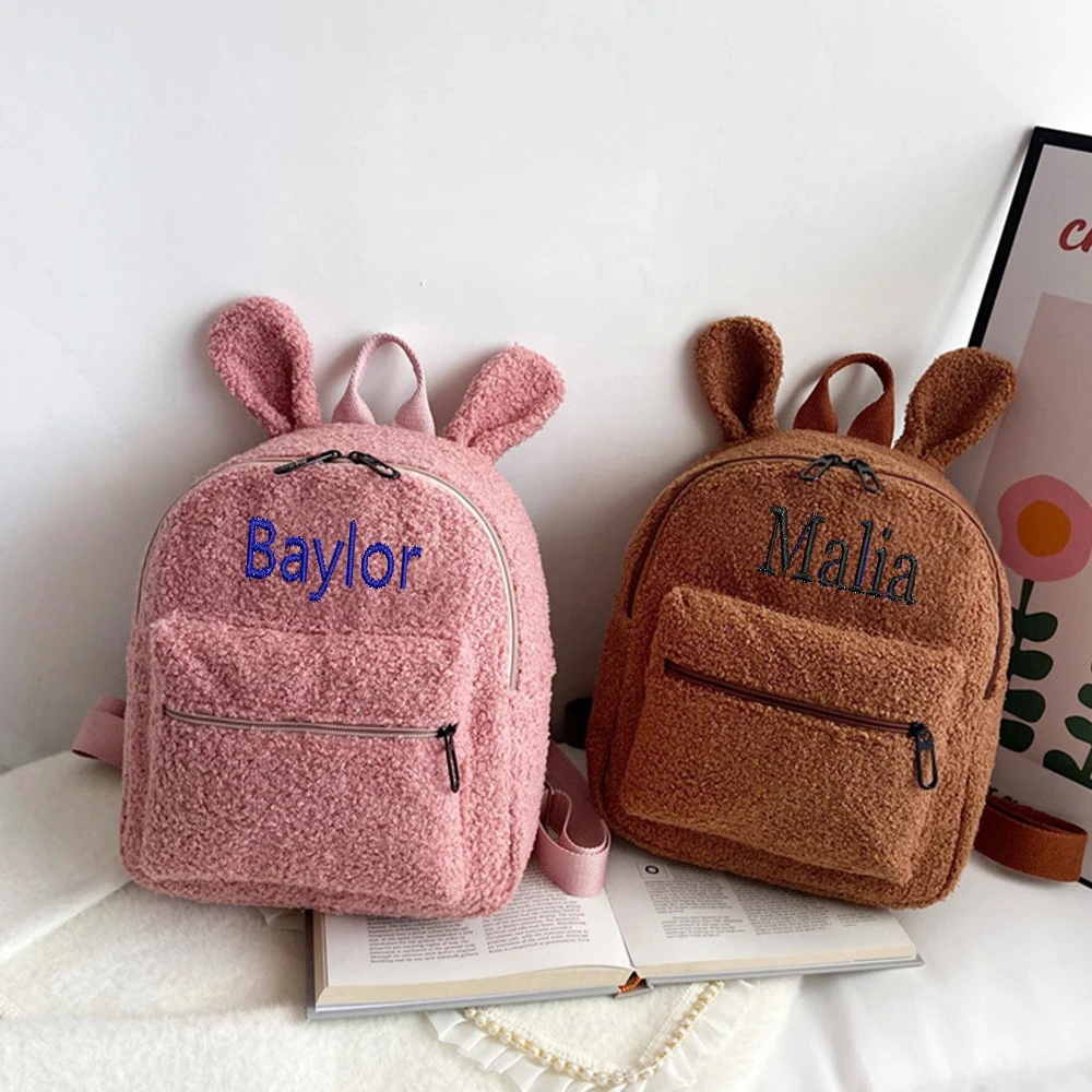 Personalised Embroidery Backpack,Custom any Name Portable Mini Children Travelling Rucksacks Bear Shaped Shoulder Bag Kindergard