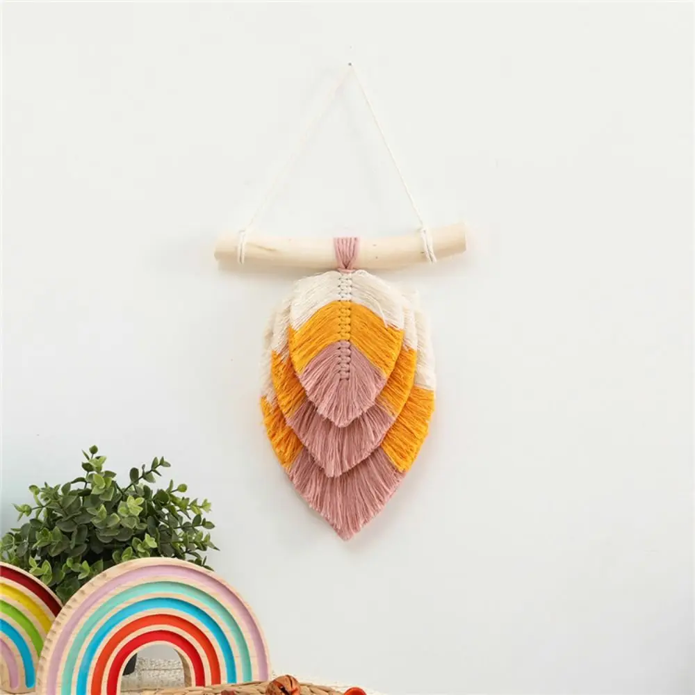 

Nordic Bohemian Leaf Tapestry With Tassel INS Leaves Wall Hanging Ornament Wall-mounted Hand-woven Hanging Tapestry Bedroom