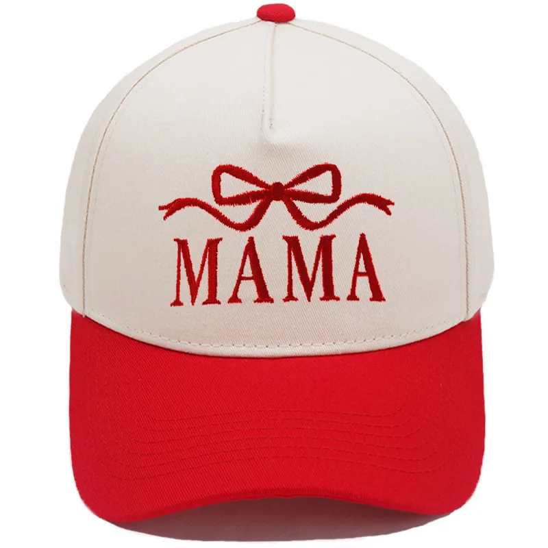 

MAMA Bowknot Embroidery Color Block Baseball Cap Unisex Fashion Sun Hat Casual Streetwear Outdoor Travel Daily Headwear