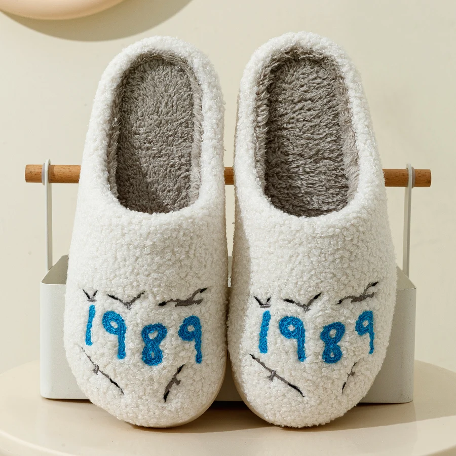 ASIFN Gift for Her Home Women's Slippers 1989 Taylor's Style Fuzzy Comfy Flat Taylor Swift Version Swifties Seagull Funny Shoes