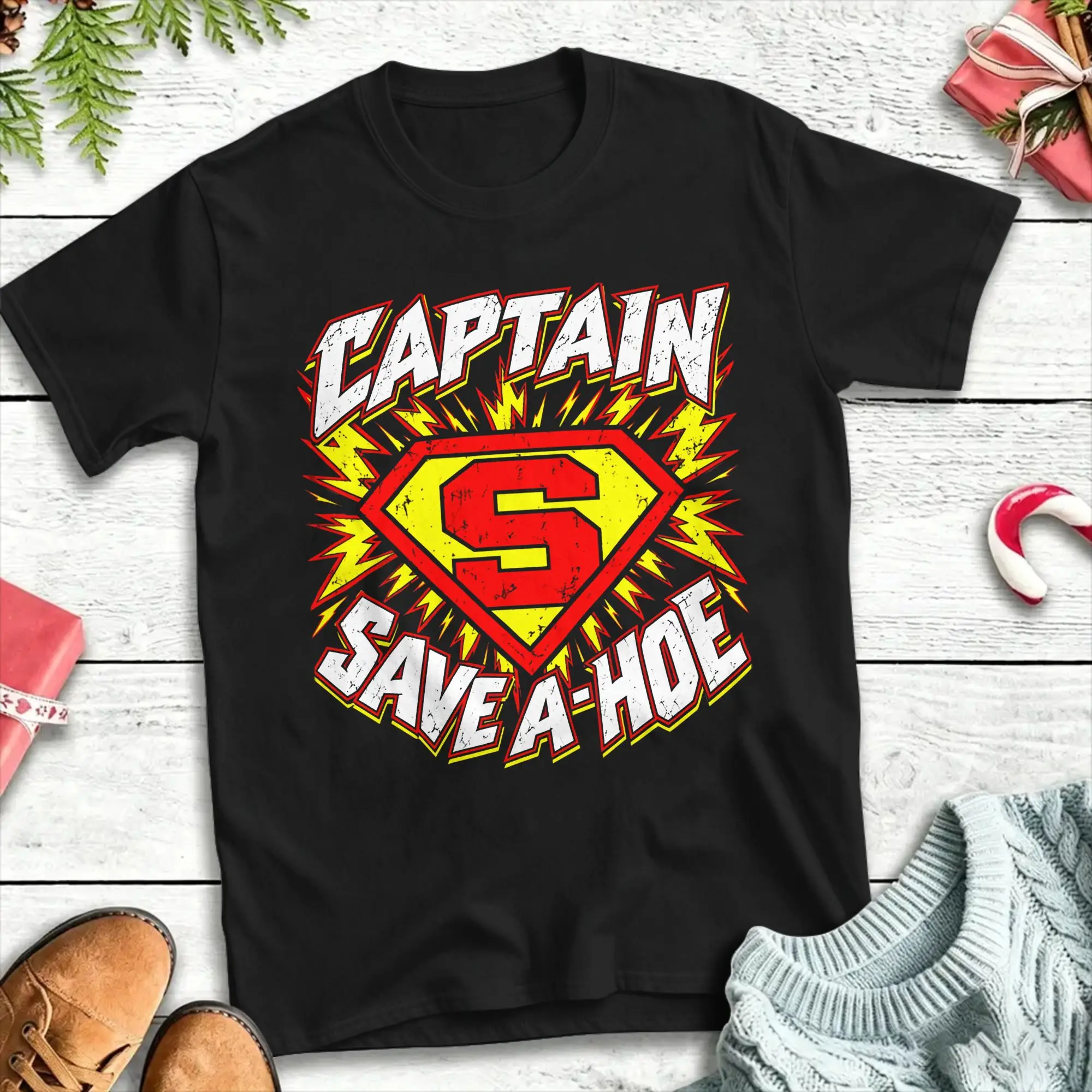 Captain Save a Hoe T-Shirt Men  Awesome T Shirts Summer O Neck Harajuku Tees Casual Big Size Clothes