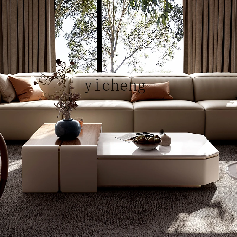 XL light luxury Italian marble coffee table size combination living room high-end household coffee table