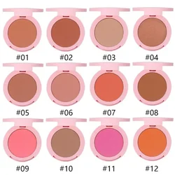 Custom 12colors Blush Powder Natural Matte Nourishing Facial Cheek Contour Peach Blush Palette Bulk Makeup Private Label