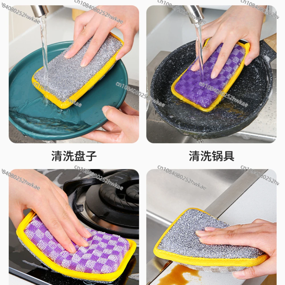 Dishwashing, sponge block, kitchen brush pot, artifact, household degreasing, non-stick scouring pad