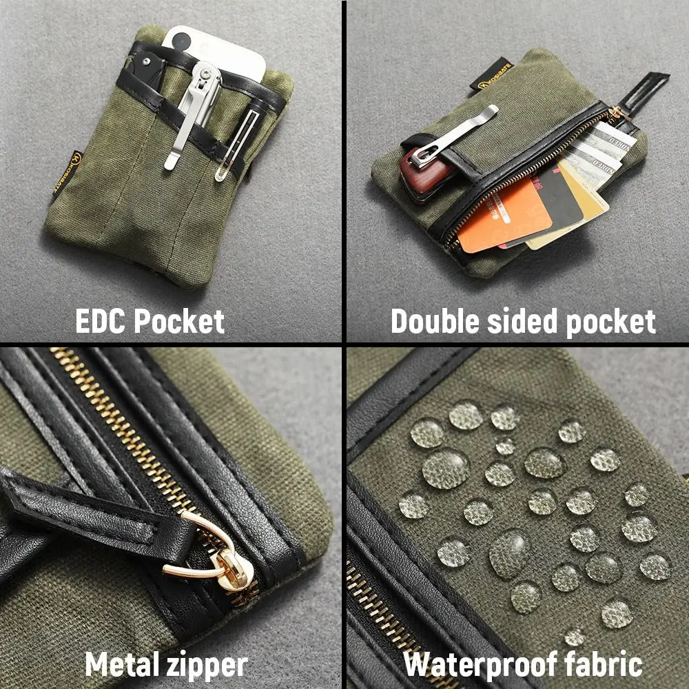 مشمع قماش EDC جيب الحقيبة انغلق جيب حامل بطاقة صغيرة EDC المنظم المدمجة محفظة نسائية للعملات المعدنية EDC أدوات حقيبة التخزين