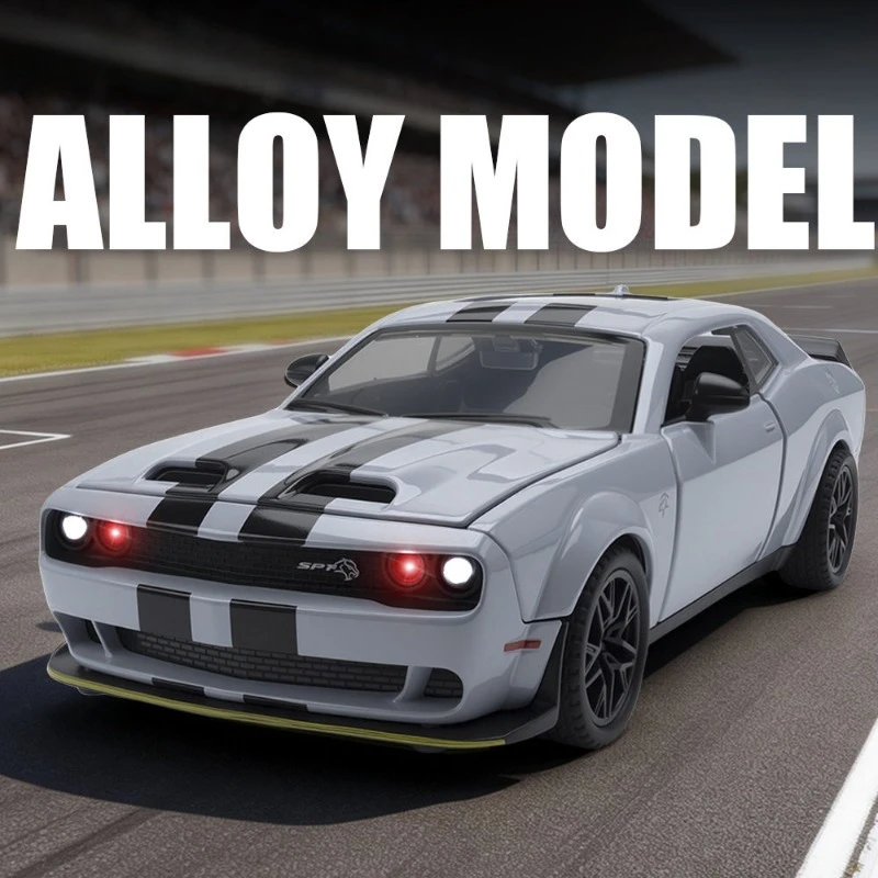 Simulation 1/32 Scale Dodge Charger Hellcat Alloy Car Model with Sound Light Collection Toy Vehicle Metal Miniature Voiture