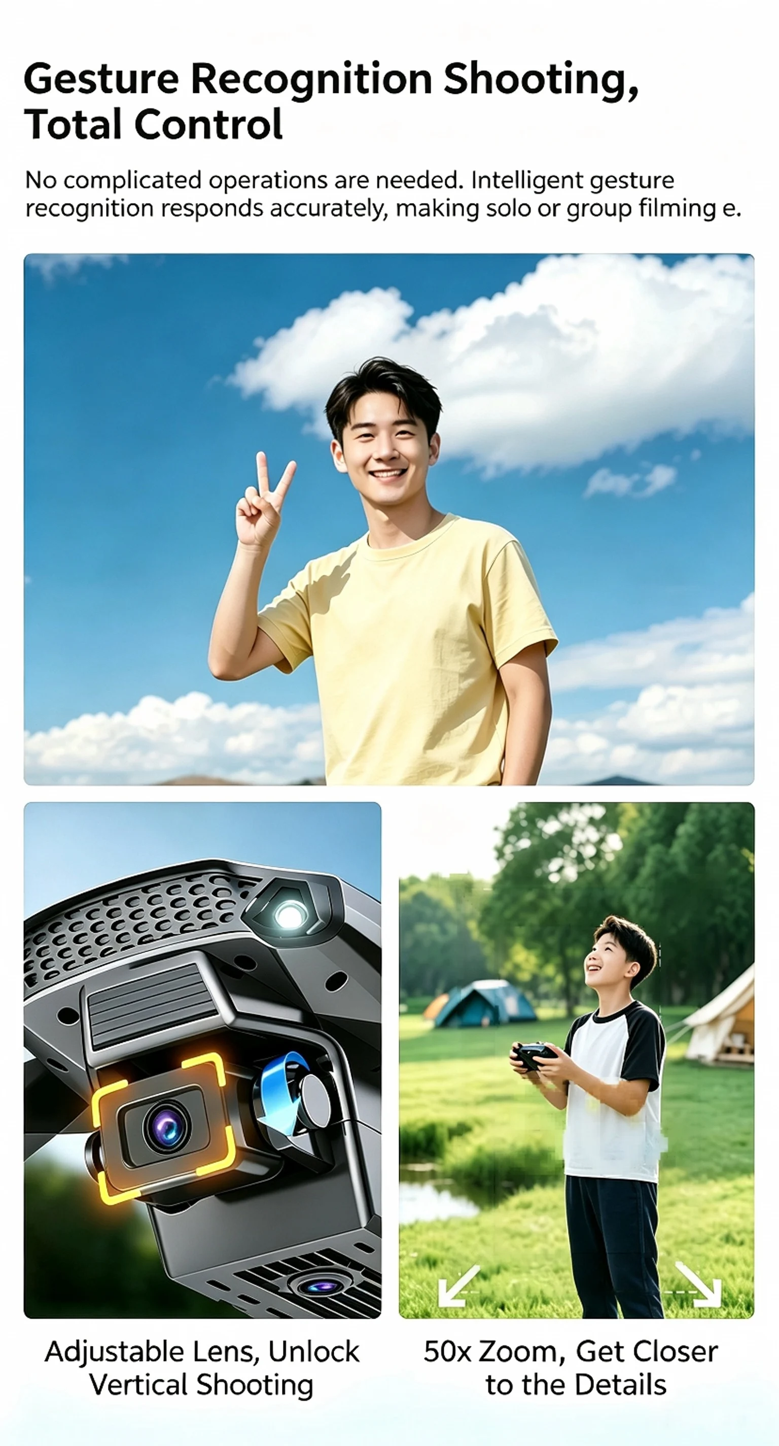 TONGLI Foldable Drone RC Quadcopter with 3.1‑Inch Large‑Screen Remote Control Single‑Camera Aerial Version One‑Key Takeoff Gesture Photo Headless Mode Long Battery Life Long‑Range Portable FPV Aircraft for Teen & Adult Beginners Ideal Photography Gift