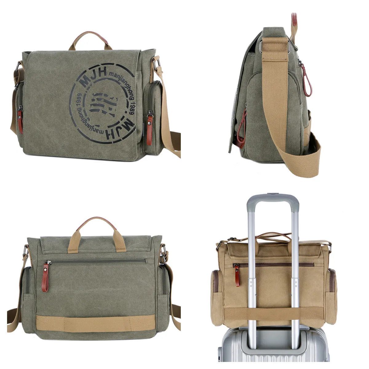 Men's Fashion Canvas Crossbody Shoulder Bag Business Travel Messenger Bags Travel Tote Briefcase Handbag Tote for Casual Use