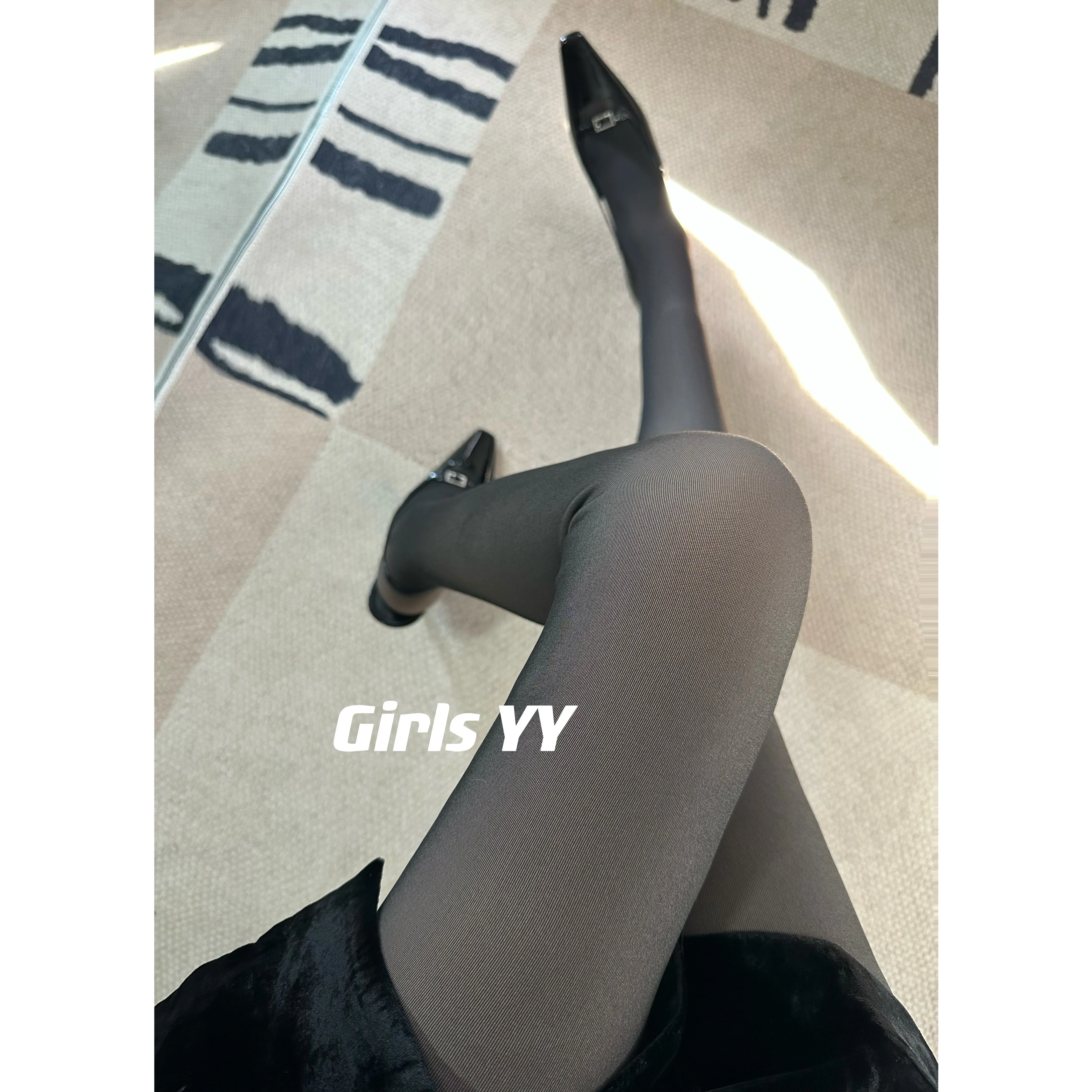 Pantyhose Transparent Black One-Piece Silk Fleece-lined Thick Transparent Nude Feel Leggings Winter Women's Fashion All-Matching