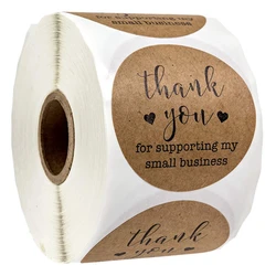 500 unidades/rollo de pegatinas de 1 pulgada de agradecimiento por apoyar mi pequeña empresa, pegatina de sellado de papelería comercial para compras en tienda