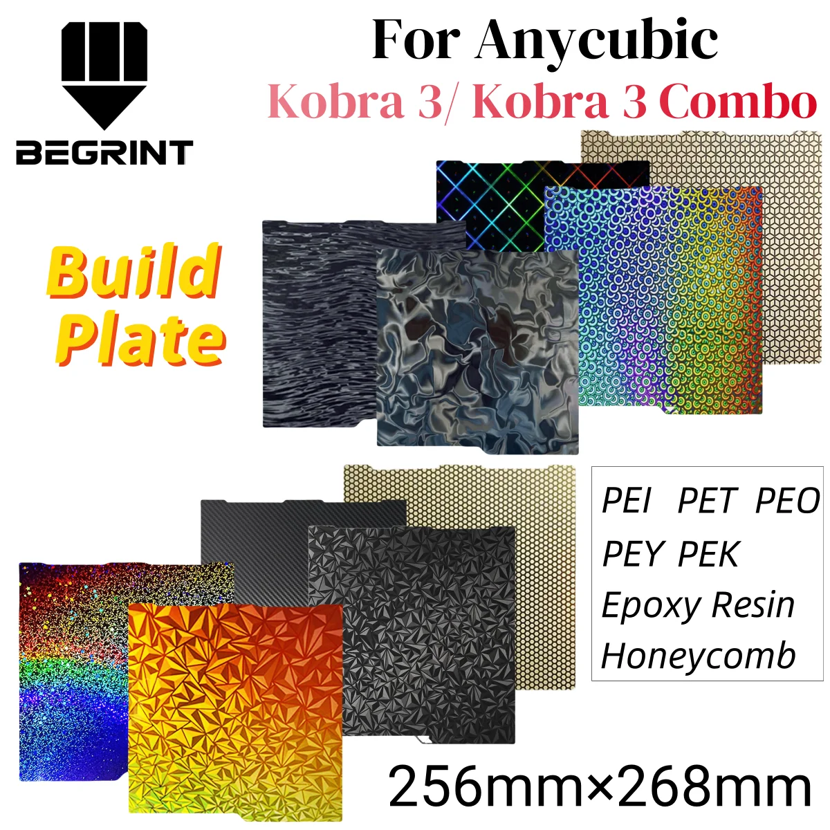 Kobra 3 Build Plate Kobra 3 Pei Textured PEO 256x268 For Anycubic Kobra 3 Combo Build Plate Spare Parts Double Sided Heat Bed