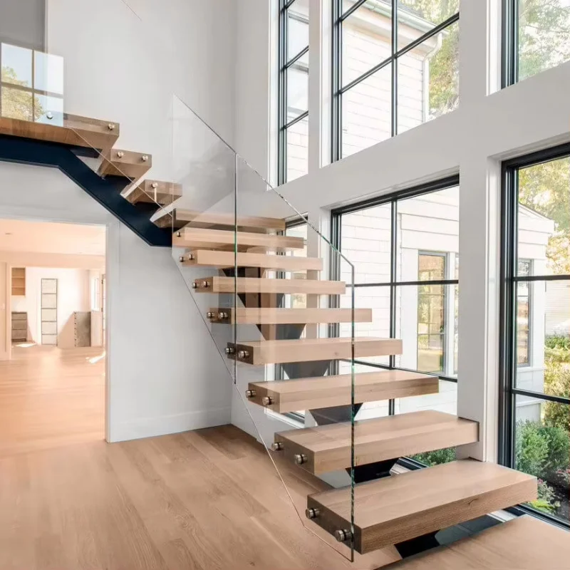 Custom.Modern Contemporary Design Luxury Prefab Floating Staircase Outdoor Indoor Mono Beam Curved Stairs