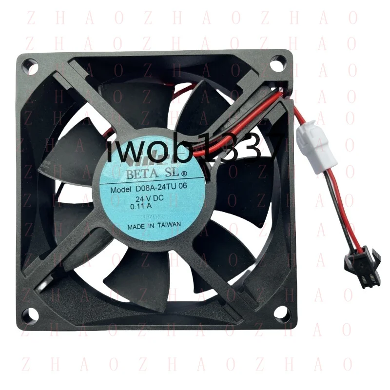 L+ For Nidec D08A-24TU 06 80*80*25mm DC 24V 0.11A Two Wires Cooling Fan