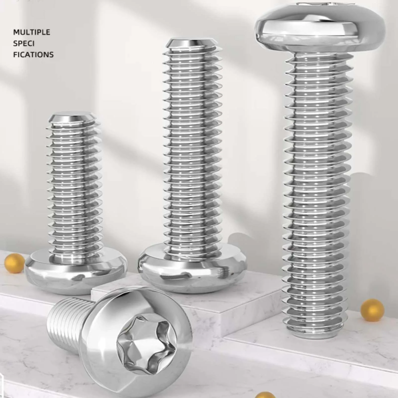 2/5/10/50x GB2672 M1.4 M1.6 M2 M2.5 M3 M3.5 M4 M5 M6 M8 M10 304 Stainless Steel Six-Lobe Torx Pan Six Lobe Round Head Bolt Screw