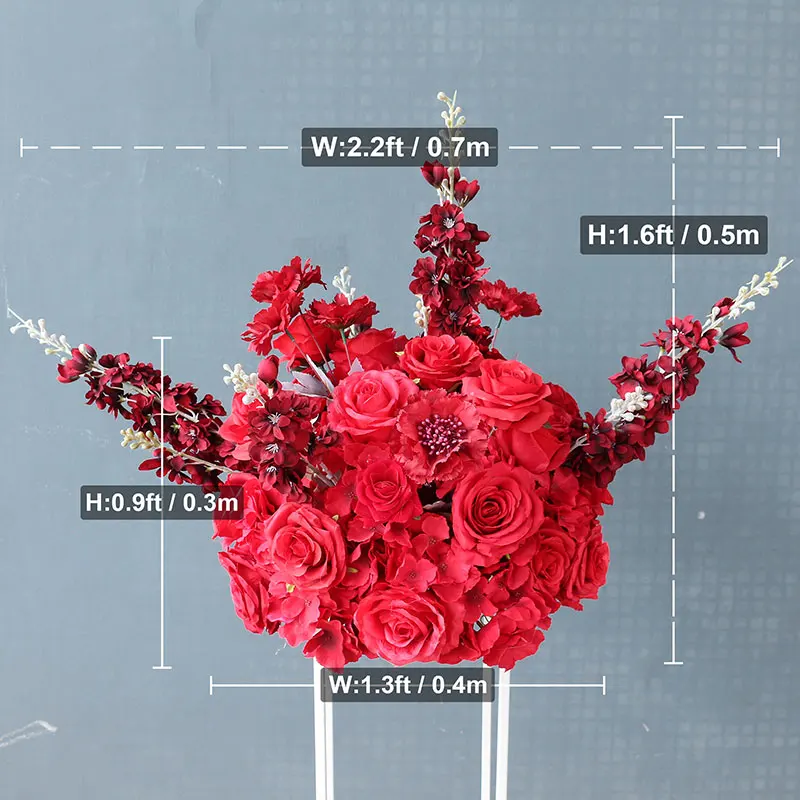 Heart-Shaped Wedding Decoration with Frame, Artificial Rose, Floral Party Backdrop Decor Stand, Red Rose, Luxury