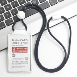Card Holders Aluminum Alloy ID Tag Holder Round Lanyard Credential Metal Stationery Organizer Upscale Hospital Accessories