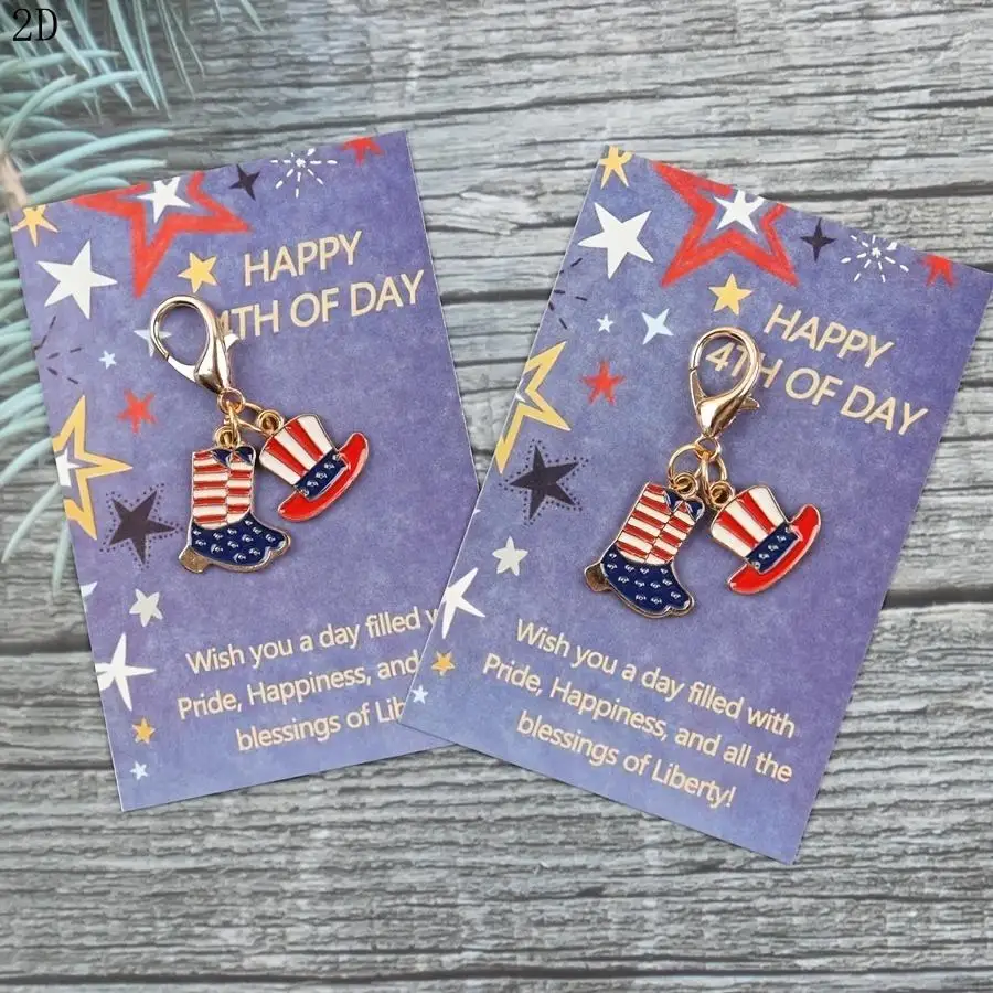 1/5/10/20/50/100pcs /s American Independence Day Keychain, with Independence Day Card, Patriotic Theme Keychain, Perfect Souveni