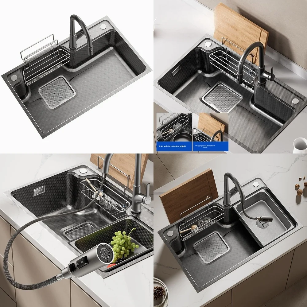 

large single slot double filter multi functional storage tank thickened 304 stainless steel dishwasher table sink 5MM